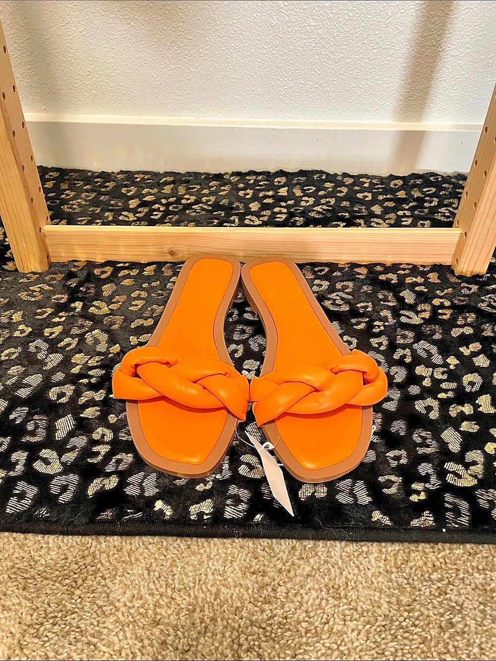 LOFT Braided Slide Sandal Orange & Brown Size US 7 1/2